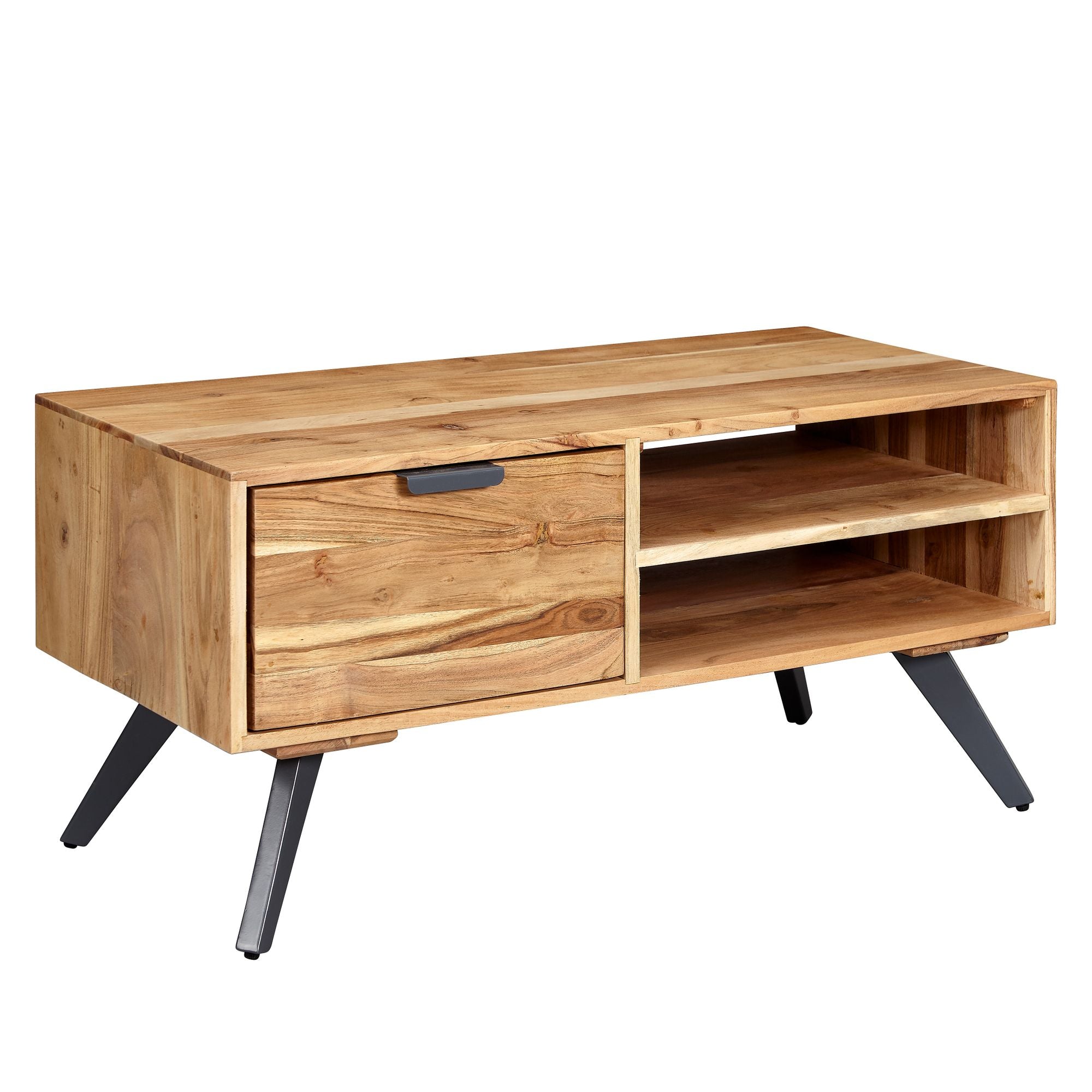 Sofabord   Massivt Træ  60er Stil  95x45x45 Cm  Naturfarvet