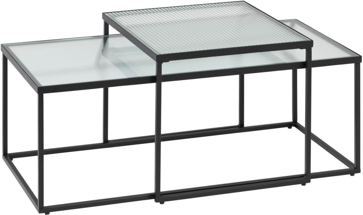 Sofabord Kaffebord Kave Home Akemi   Hærdet Glas Og Stål  Sort Klar  100x55x43 Cm