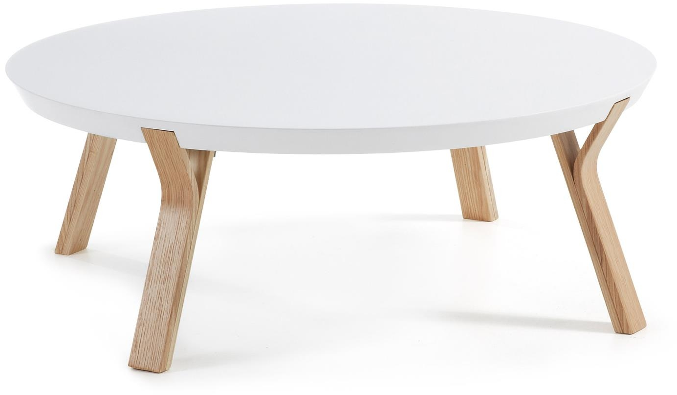 Sofabord Kave Home Dilos Rund ø90   H32 Cm Hvid Natur Nordisk Moderne