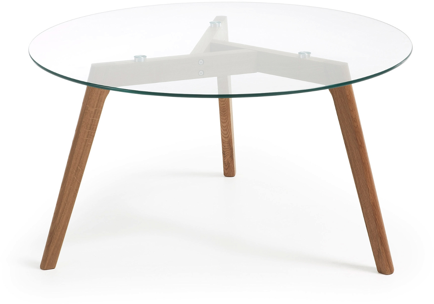Sofabord Kave Home Kirb ø90   45 Cm   Hærdet Glas Og Egetræ