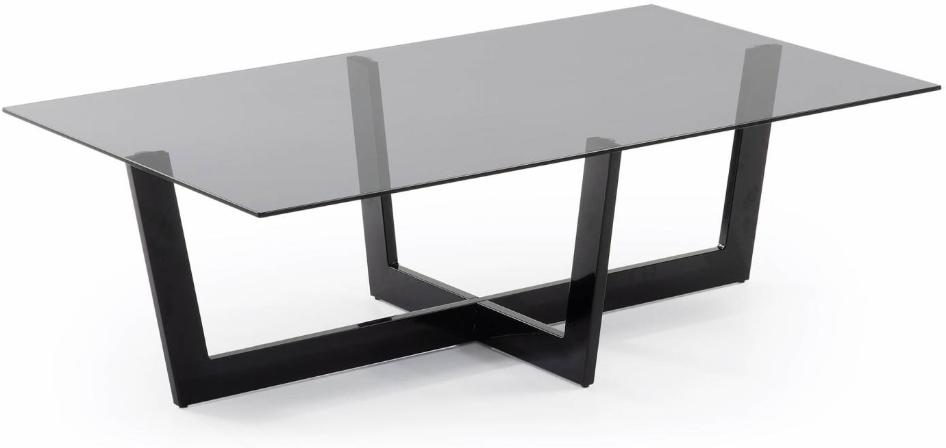 Sofabord Kave Home Plam   Moderne Kaffebord   Hærdet Glas   Stål  120x70x38 Cm  Sort Klar