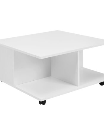 Sofabord Med Hjul Og   Skuffer  70x36x70 Cm  Hvid