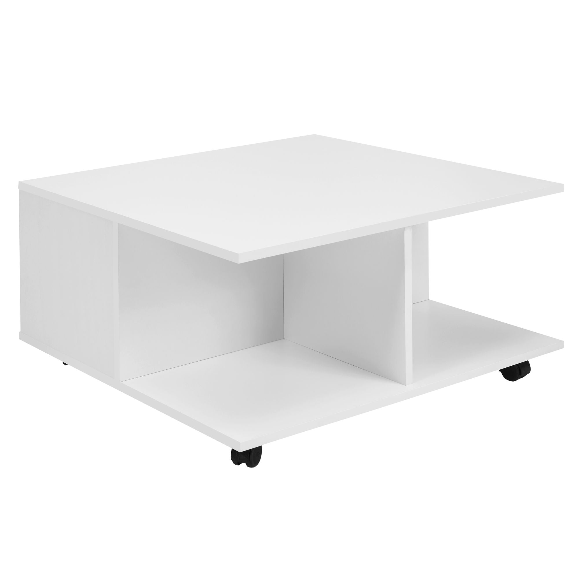 Sofabord Med Hjul Og Skuffer 70x36x70 Cm Hvid