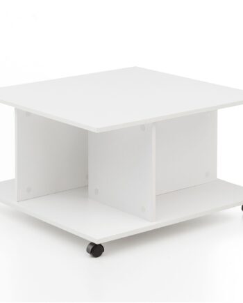 Sofabord Med Hjul  74   74   44 Cm  Hvid