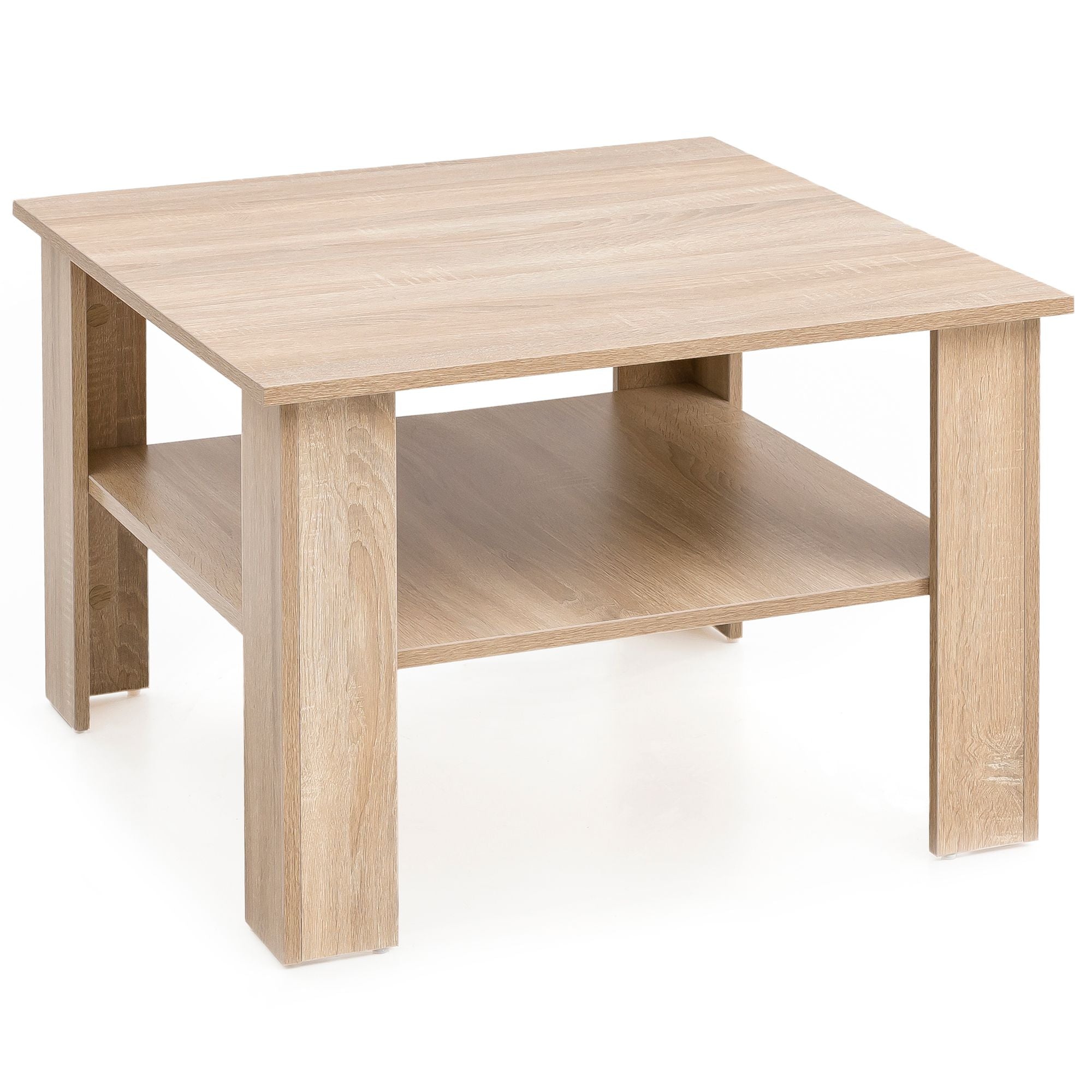 Sofabord Med Hylde  B60xh42xd60 Cm  Naturfarvet
