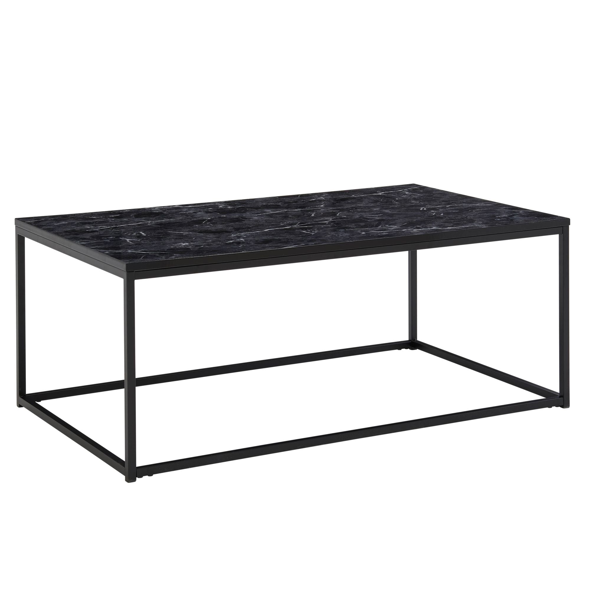 Sofabord Med Marmor-look 100x60x40 Cm Sort