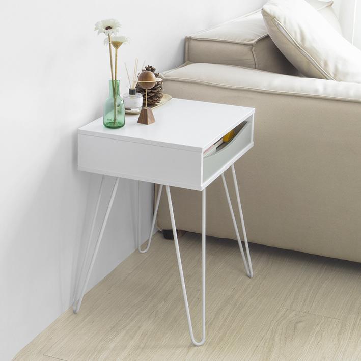 Sofabord Med Skråstillede Ben   Skandinavisk Stil  Hvid  41x35x51 Cm