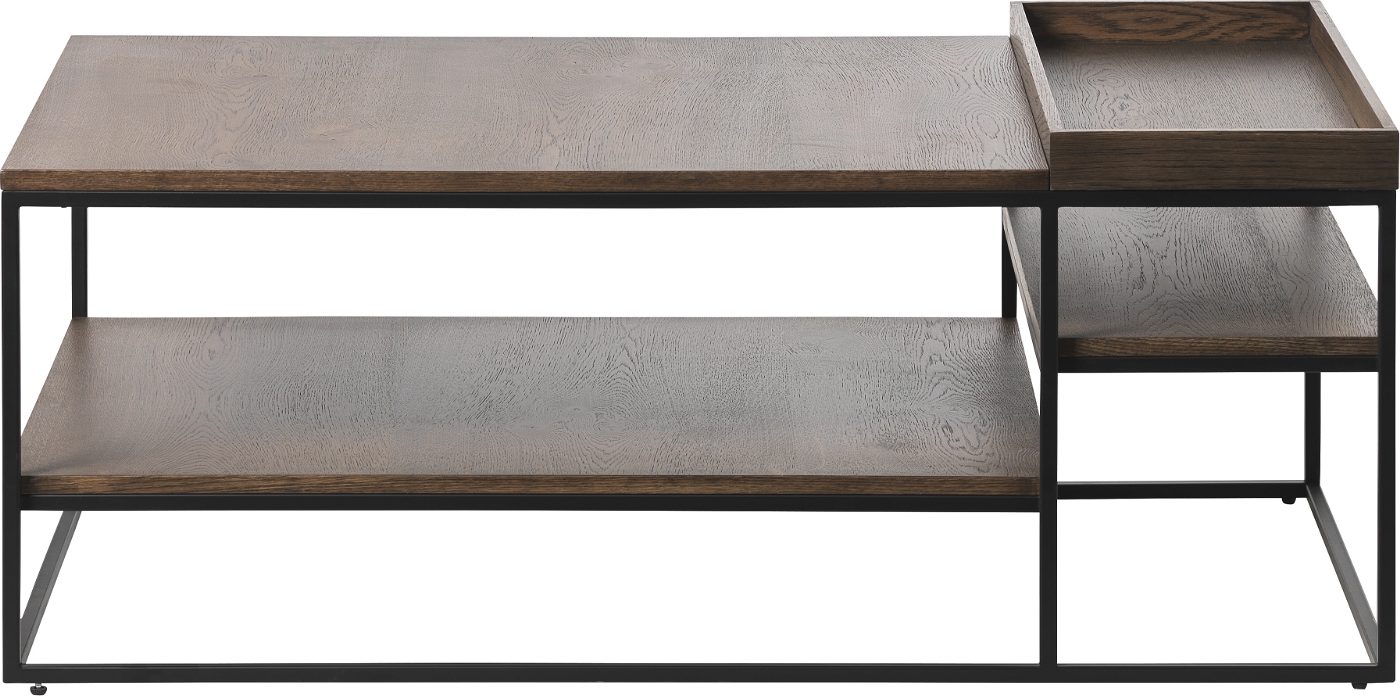 Sofabord Nordique Design Rivoli Kaffebord   Røget Egetræ Og Metal Med Hylde H45x70x120 Cm
