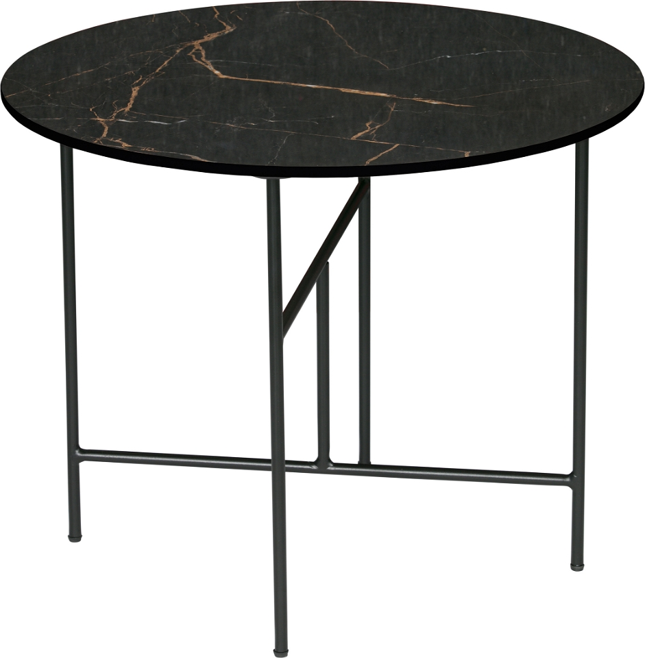 Sofabord Woood Exclusive Vida  Sort Porcelæn Marmorlook Med Foldbar Metalbase ø60   H48 Cm