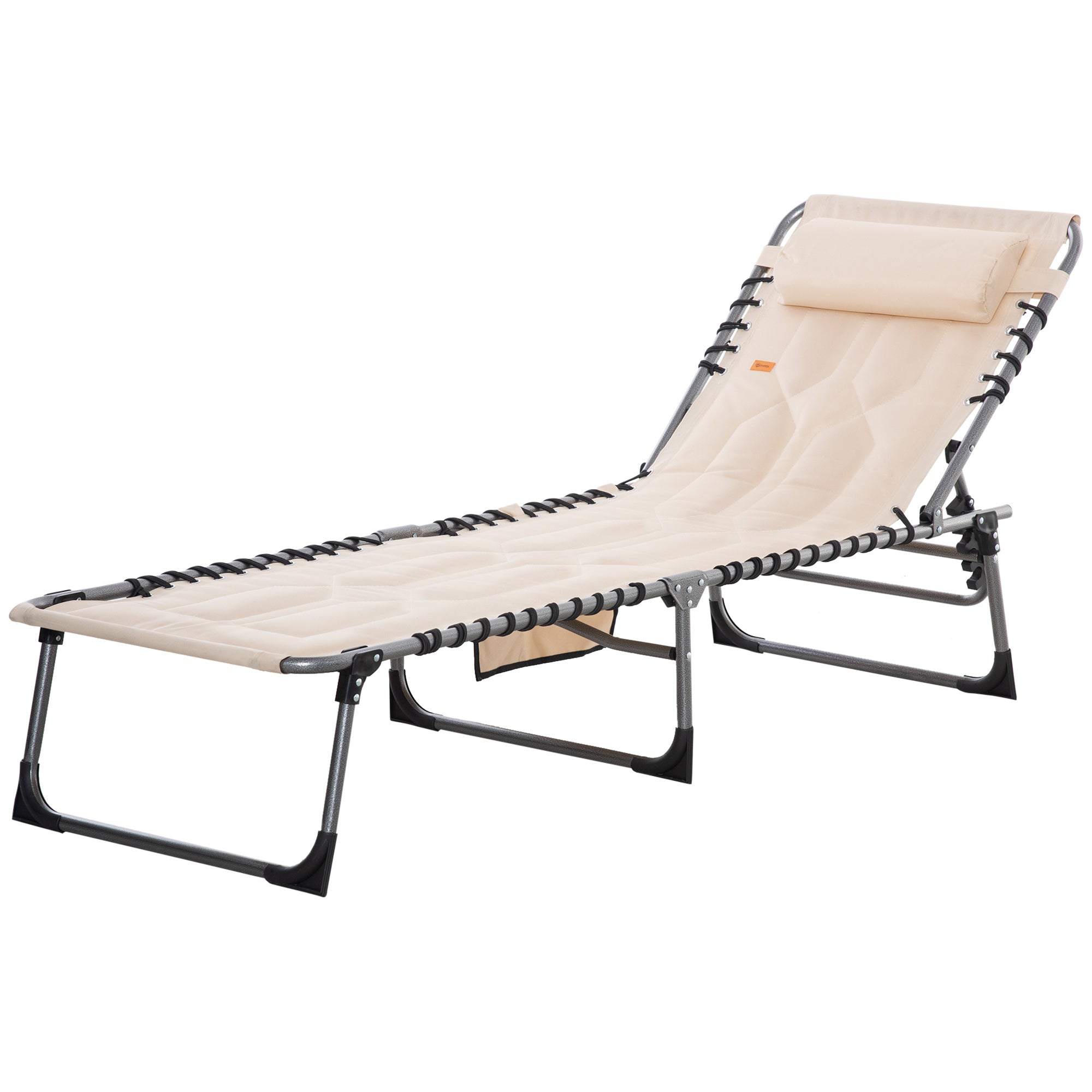 Solseng Foldbar Haveliggestol Foldbar Liggestol Med Hynde -positions Ryglæn Oxfordstof 188 57 30 Cm Beige