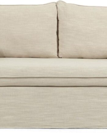 Sovesofa Kave Home Tanit  -personers Lys Beige Hørstof   Moderne Nordisk Design Med Skum-madras Og Aftageligt Betræk