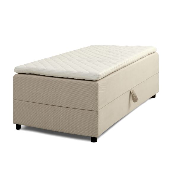 Space Dreams Sengebund Opbevaring Topmadras Beige Velour Og Sort Træ 200x90
