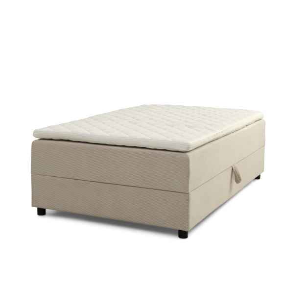 Space Dreams Sengebund Opbevaring Topmadras Beige Velour Og Sort Træ 200x120