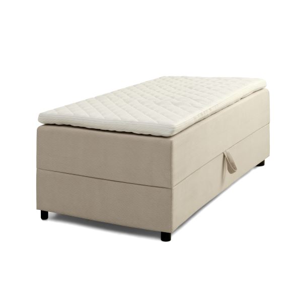Space Dreams Sengebund Opbevaring Topmadras Beige Velour Og Sort Træ 200x80