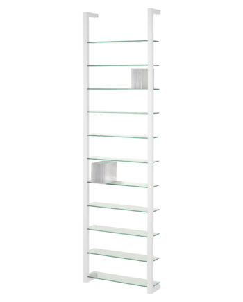 Spinder Design Rektangulær Cubic Reol     11 Hylder Glas Og Hvid Stål   :167cm X46cm   13cm