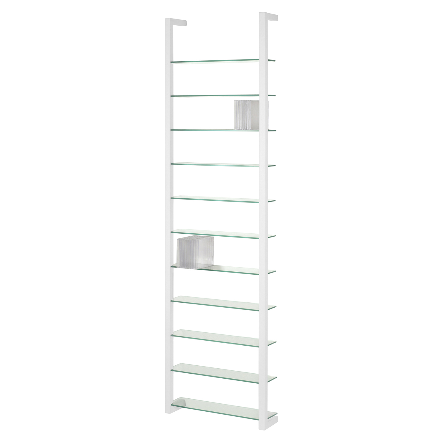 Spinder Design Rektangulær Cubic Reol 11 Hylder Glas Og Hvid Stål :167cm X46cm 13cm