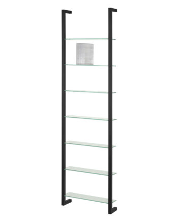 Spinder Design Rektangulær Cubic Reol       Hylder Glas Og Sort Stål  :167cm X46cm   13cm