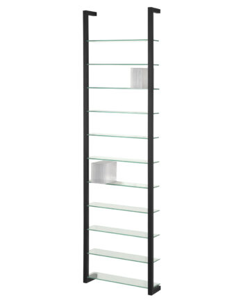 Spinder Design Rektangulær Cubic Reol     11 Hylder Glas Og Sort Stål  :167cm X46cm   13cm