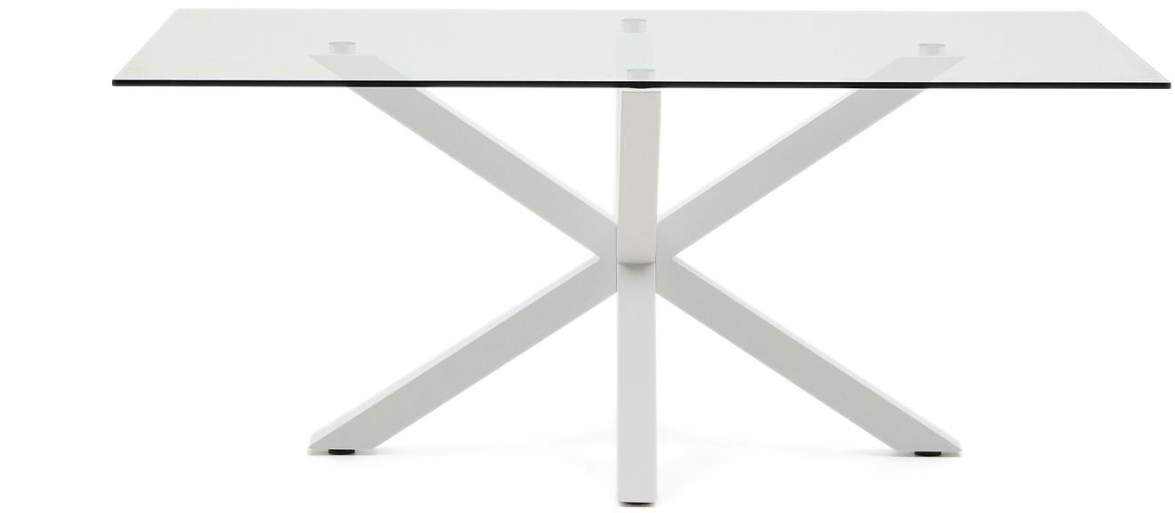 Spisebord Kave Home Argo Hærdet Glas Stål Klar Hvid 180x100 Cm
