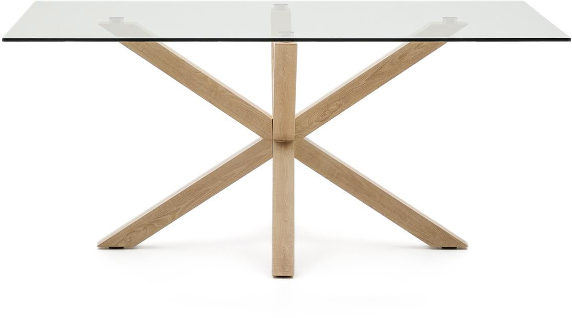 Spisebord Kave Home Argo Rektangulært 160ã 90 H75 Cm Hærdet Glas Stålstel Klar Natur