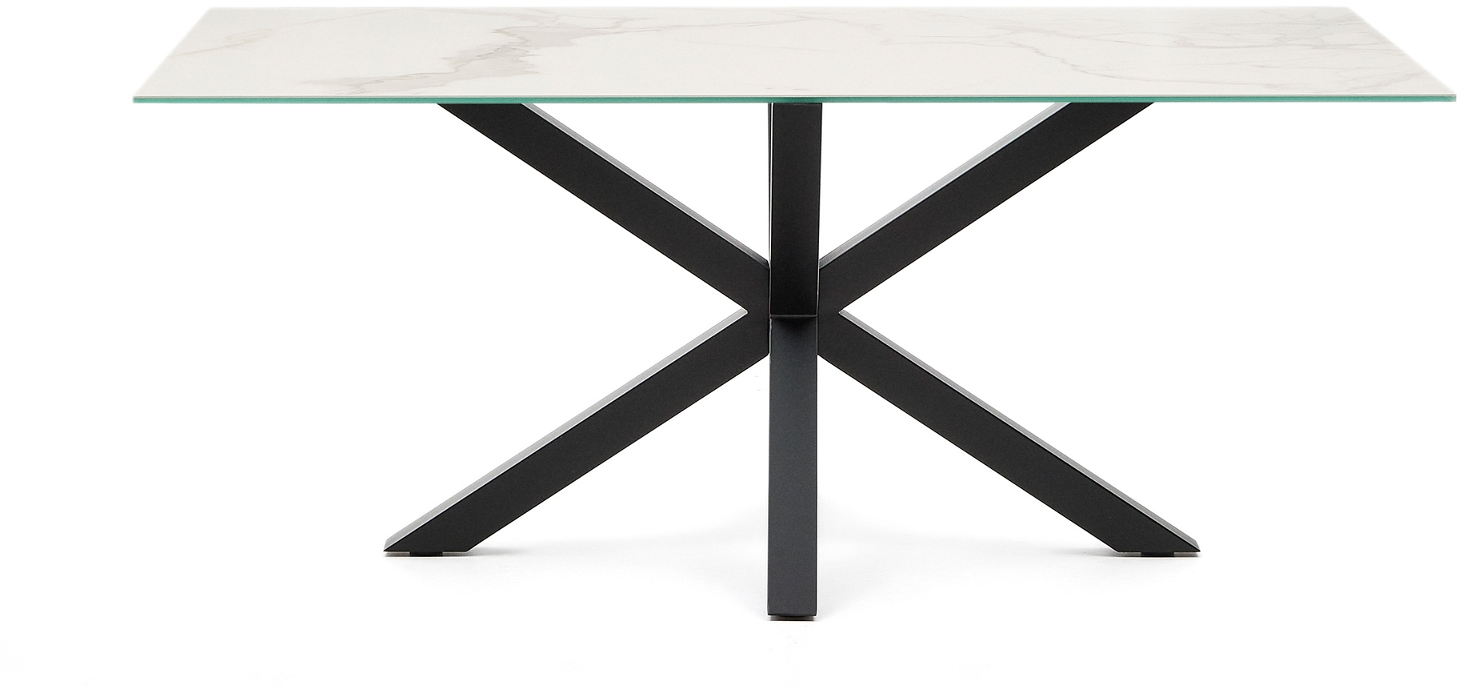 Spisebord Kave Home Arya 180x100 Cm Keramisk Hvid Med Justerbare Stålben