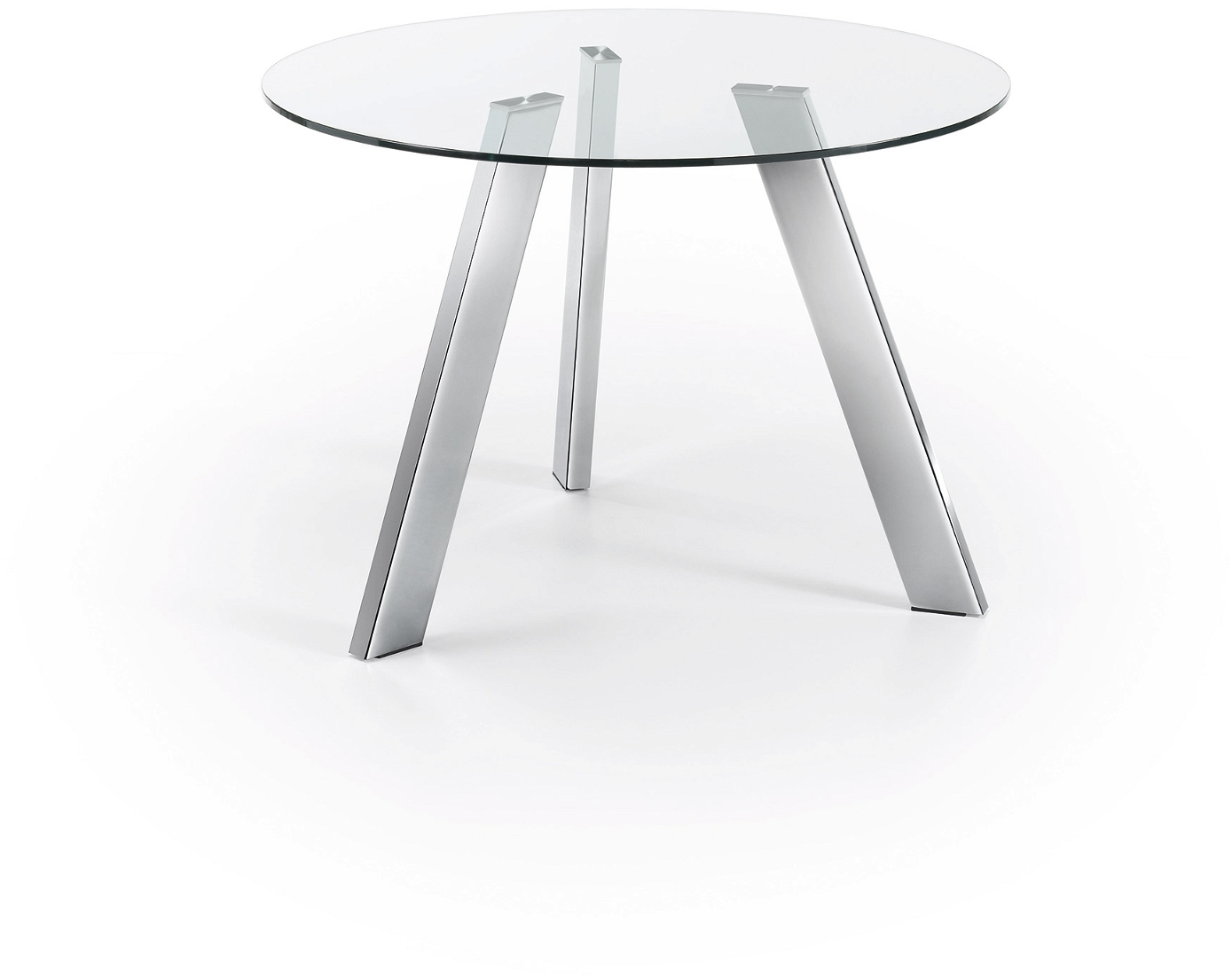 Spisebord Kave Home Carib Rund ø110 Cm Hærdet Glas   Forkromet Stål