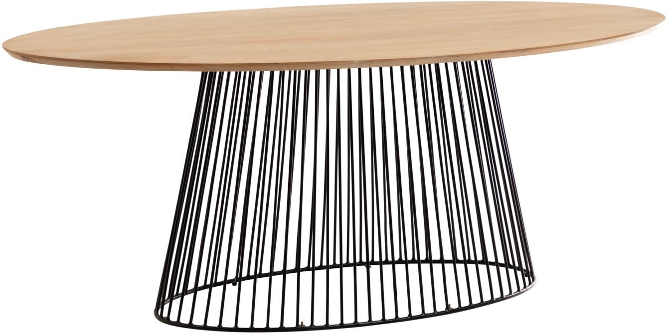 Spisebord Kave Home Leska Oval Massivt Mangotræ Og Mat Sort Metalstel 200x110 Cm