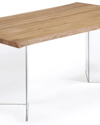 Spisebord Kave Home Levik 160x90 Cm Egefinér Plankebord Med  -formede Glasben