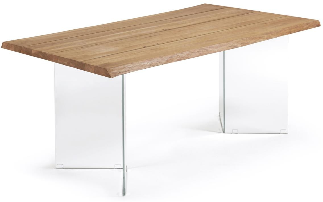 Spisebord Kave Home Levik 160x90 Cm Egefinér Plankebord Med -formede Glasben