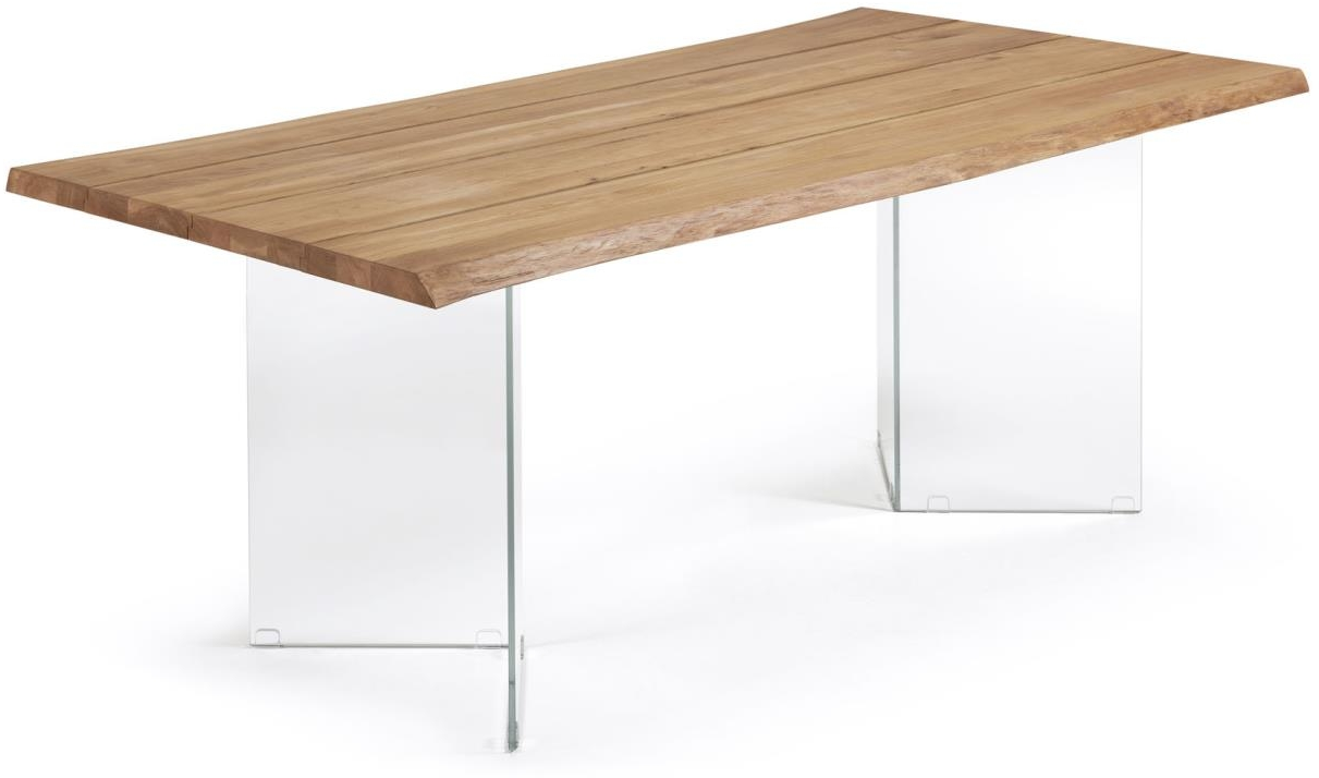 Spisebord Kave Home Lotty 180x100 Cm   Egetræsfinér Med  -formede Glasben Natur Klar