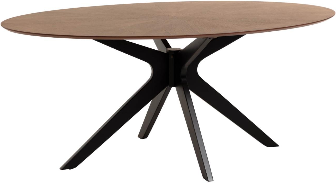 Spisebord Kave Home Naanim Valnøddetræ Bordplade Med Sorte Ben L180   B110 Cm