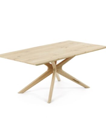 Spisebord Kave Home Normande Plankebord   Massivt Egetræ Med Hvid Finish 180x90x76 Cm Til   Personer