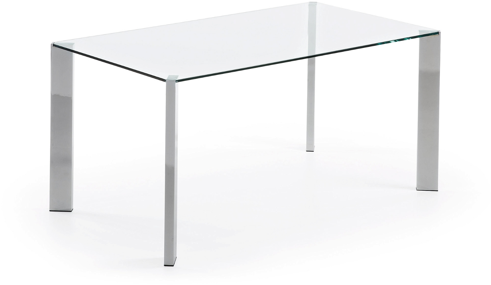 Spisebord Kave Home Spot   Klart Hærdet Glas Bord Med Forkromet Stel  162x92 Cm