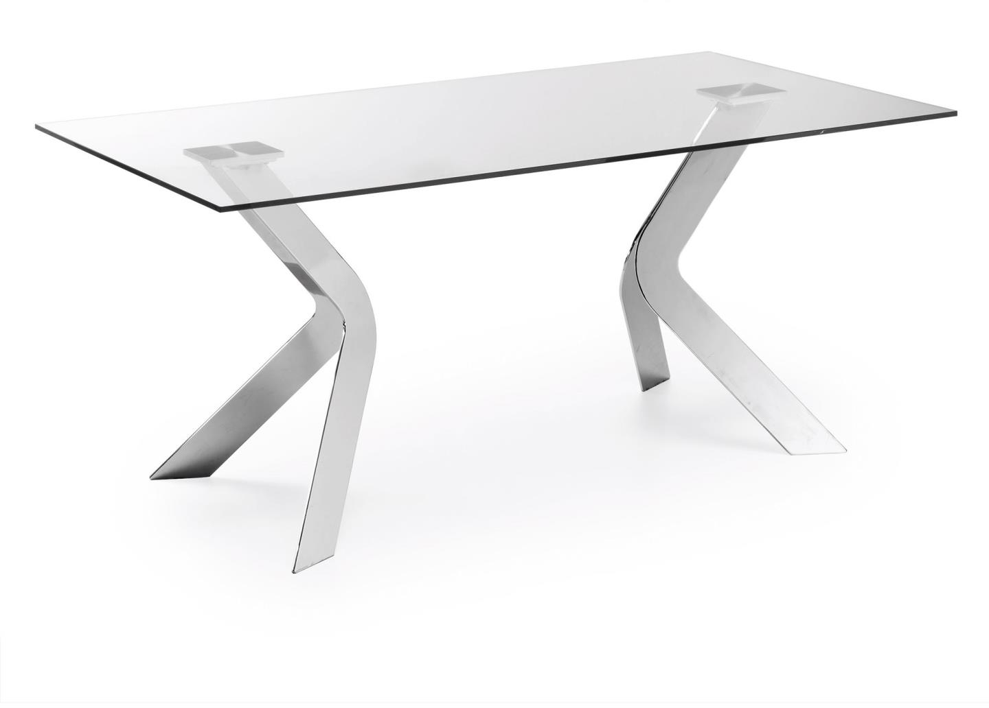 Spisebord Kave Home Westport Hærdet Glas Stål Kromfinish 180x90 Cm Til   Personer