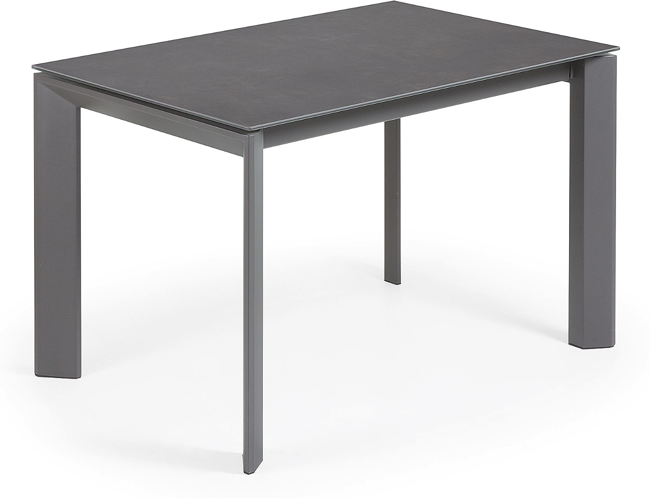 Spisebord Med Udtræk Kave Home Axis 120 180 Cm Mørkegrå Keramisk Bordplade Glas Stålben