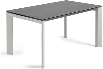 Spisebord Med Udtræk Kave Home Axis 160-220 Cm Sort Grå Keramik Stål