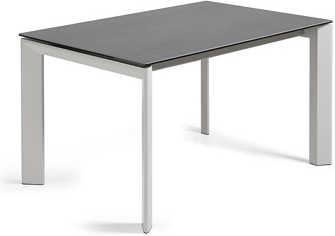 Spisebord Med Udtræk Kave Home Axis  Keramisk Top Med Glas  140-200 Cm  Sort Grå