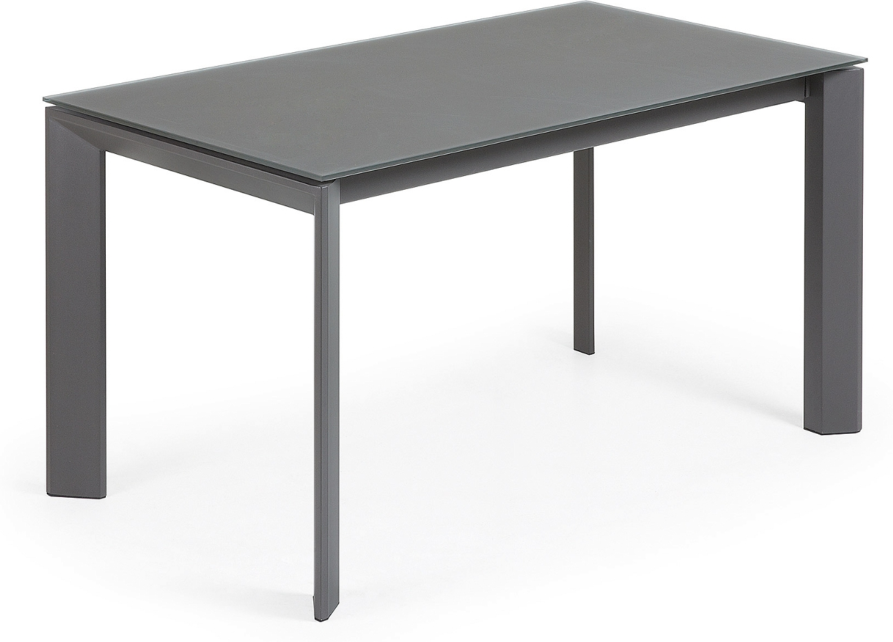 Spisebord Med Udtræk Kave Home Axis   Moderne Hærdet Glas Og Stål   Grå  140-200   90   76 Cm