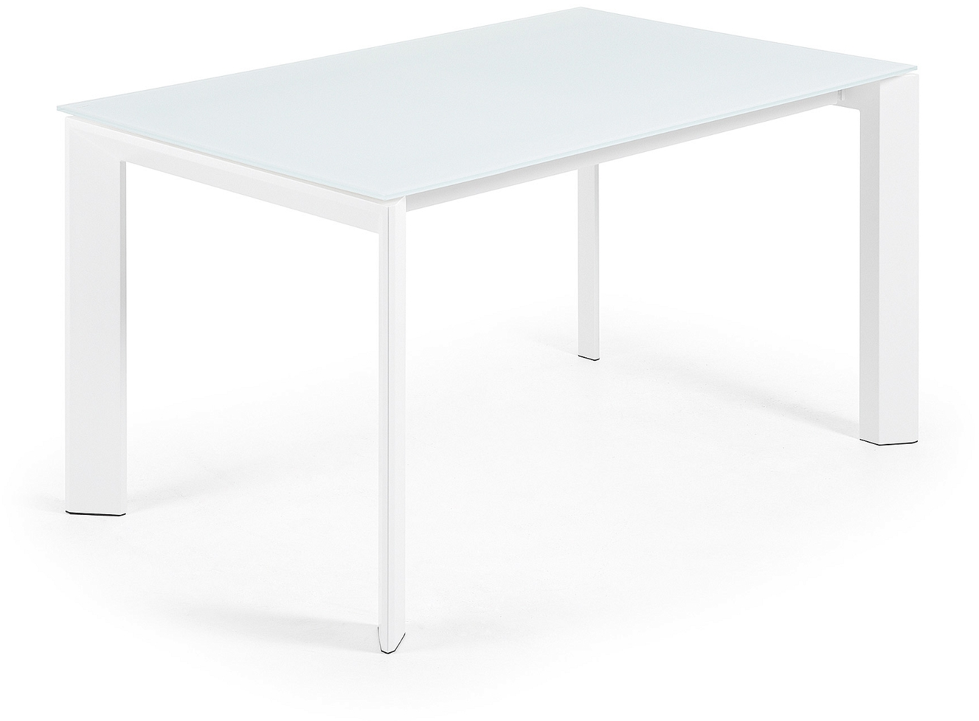 Spisebord Med Udtræk Kave Home Axis 140-200   90 Cm Hvid Frostmattet Glas Og Stål