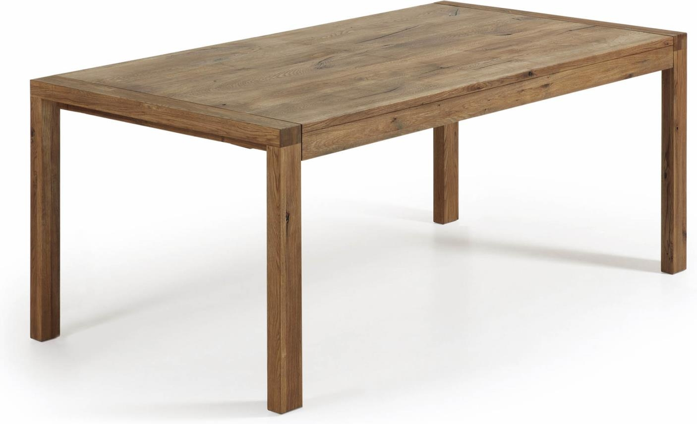 Spisebord Med Udtræk Kave Home Briva   Massivt Egetræ Mørk Natur 180-240 Cm