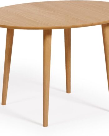Spisebord Med Udtræk Kave Home Oqui 120x90 Cm Op Til   Personer Natur Egetræ Finér Nordisk Design
