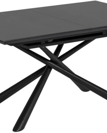 Spisebord Med Udtræk Kave Home Theone Moderne Sort Satinglas Stål 210x90 Cm Til   Personer