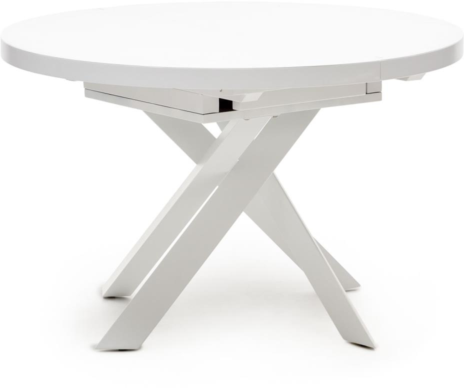Spisebord Med Udtræk Kave Home Vashti   Hvidt Tempereret Glas   Stål 120-240 Cm