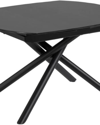 Spisebord Med Udtræk Kave Home Yodalia 190ã 100ã 78 Cm Mørkt Hærdet Glas Sort Stål
