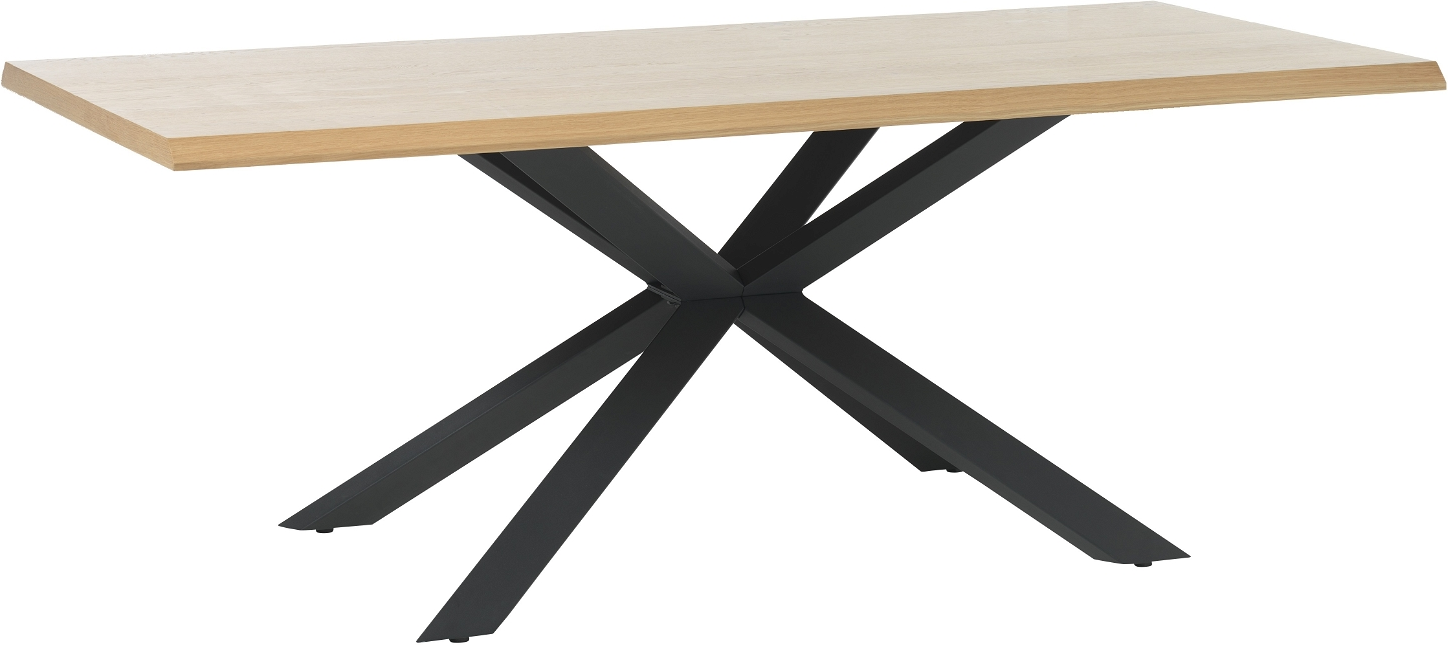 Spisebord Nordique Design Arno 200x100x75 Cm Til   Pers    Naturlig Egetræs Bordplade   Sorte Metalben