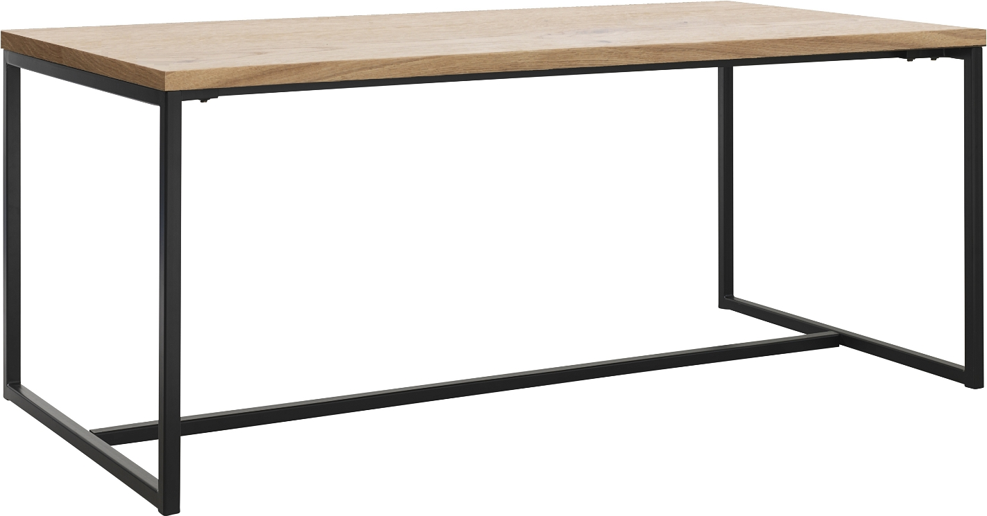 Spisebord Nordique Design Rivoli   Massivt Egetræ Natur Med Sort Metalstel 180ã 90ã 75 Cm