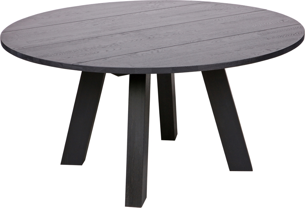 Spisebord Rund Woood Rhonda ø150 H75 Cm Sort Egetræ Fsc 100  Til  -  Personer