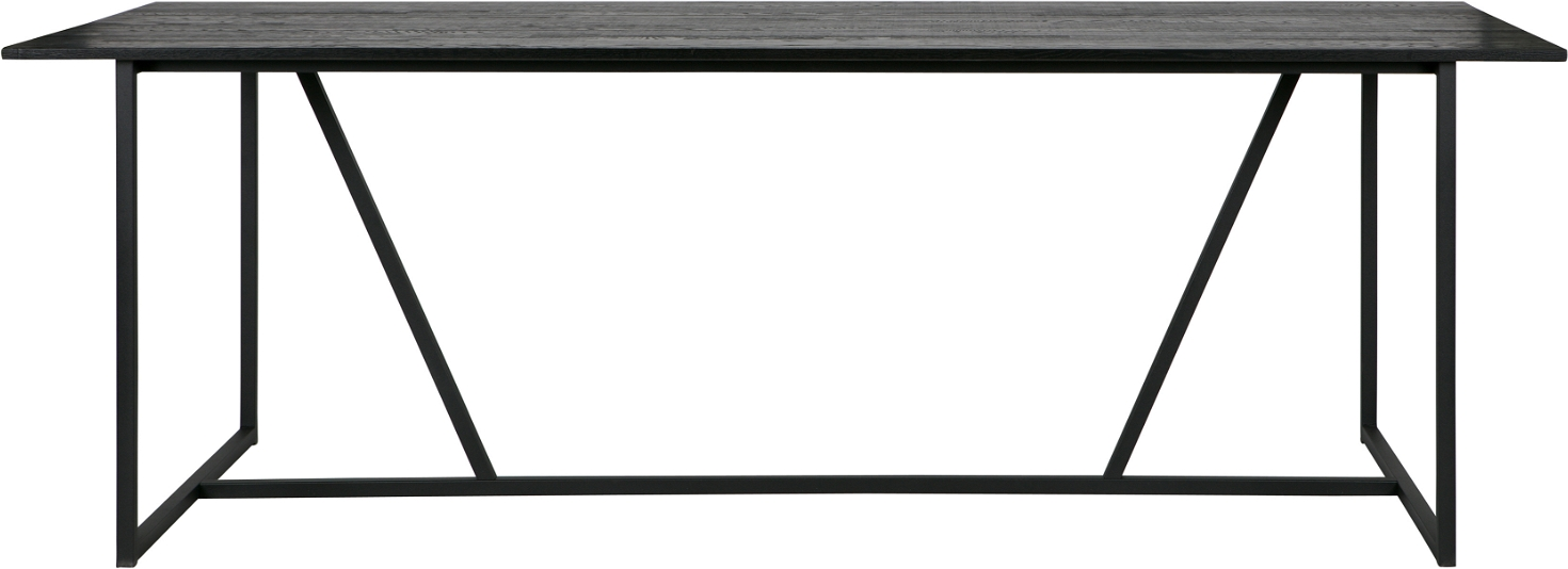Spisebord Woood Exclusive Silas   Fsccertificeret Sort Ask Med Sort Metalstel  220x90x75 Cm