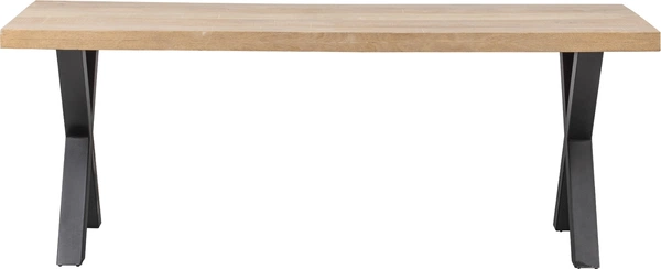Spisebord Woood Tablo   Plankebord   Mangotræ Med Kalkvasket Finish Og Krydsben  Natur  L180ã D90ã H75