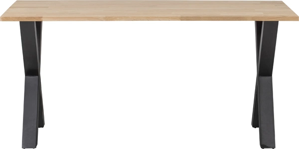 Spisebord Woood Tablo Alkmaar   Massivt Plankebord   Egetræ Natur Med Sorte Krydsben  180x90 Cm